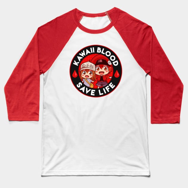 Kawaii Blood Cells Baseball T-Shirt by gamergeek